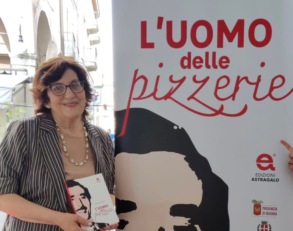 Luigi Giordano, l'uomo delle pizzerie. Nella foto l'autrice del libro, Amelia Giordano