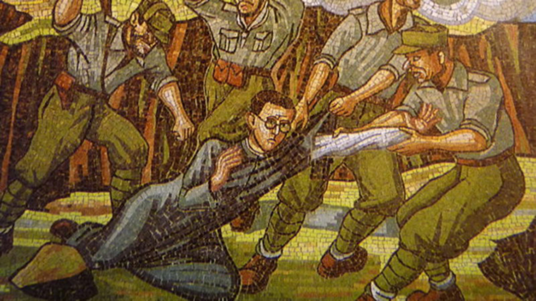 Il martirio di don Rossi, nel mosaico della cappella a lui dedicata a Castiglione Ossola