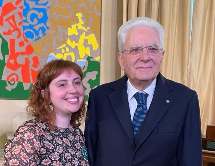 Francesca Pivari insieme al presidente Sergio Mattarella
